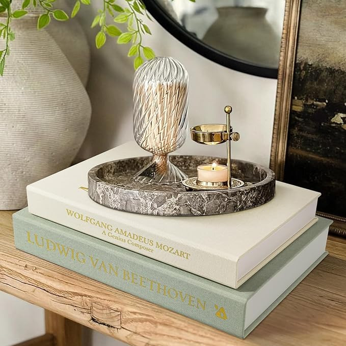 Aesthetic Decorative Books -Set of 2 Minimalist Linen Hardcover Faux/Fake Books for Coffee Table ... | Amazon (US)