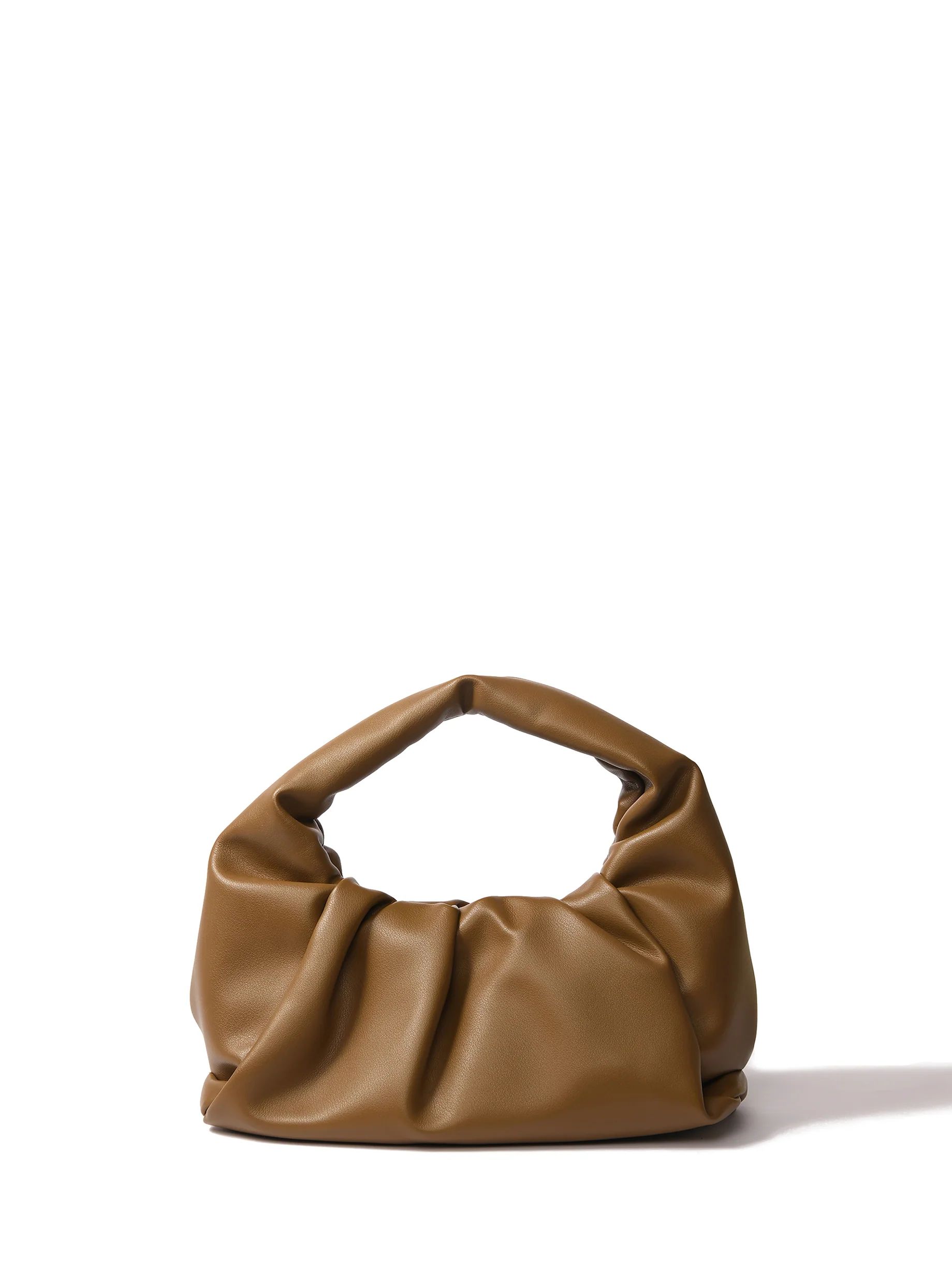 Marshmallow Croissant Bag in Soft Leather, Mustard Green | Bob Ore Blue Collection