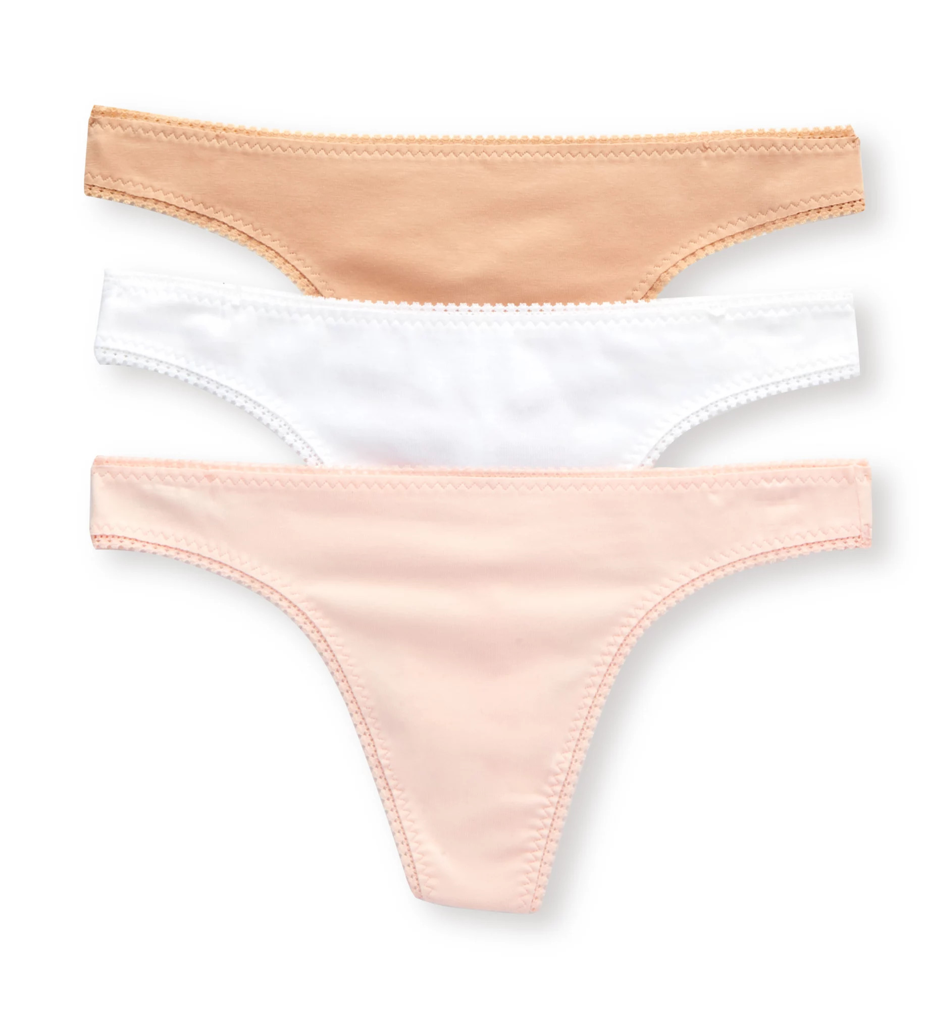 OnGossamer Women's Cabana Cotton Hip G Thong - 3 Pack in Blush/White/Champagne | Size: Large/XL | HerRoom.com | HerRoom