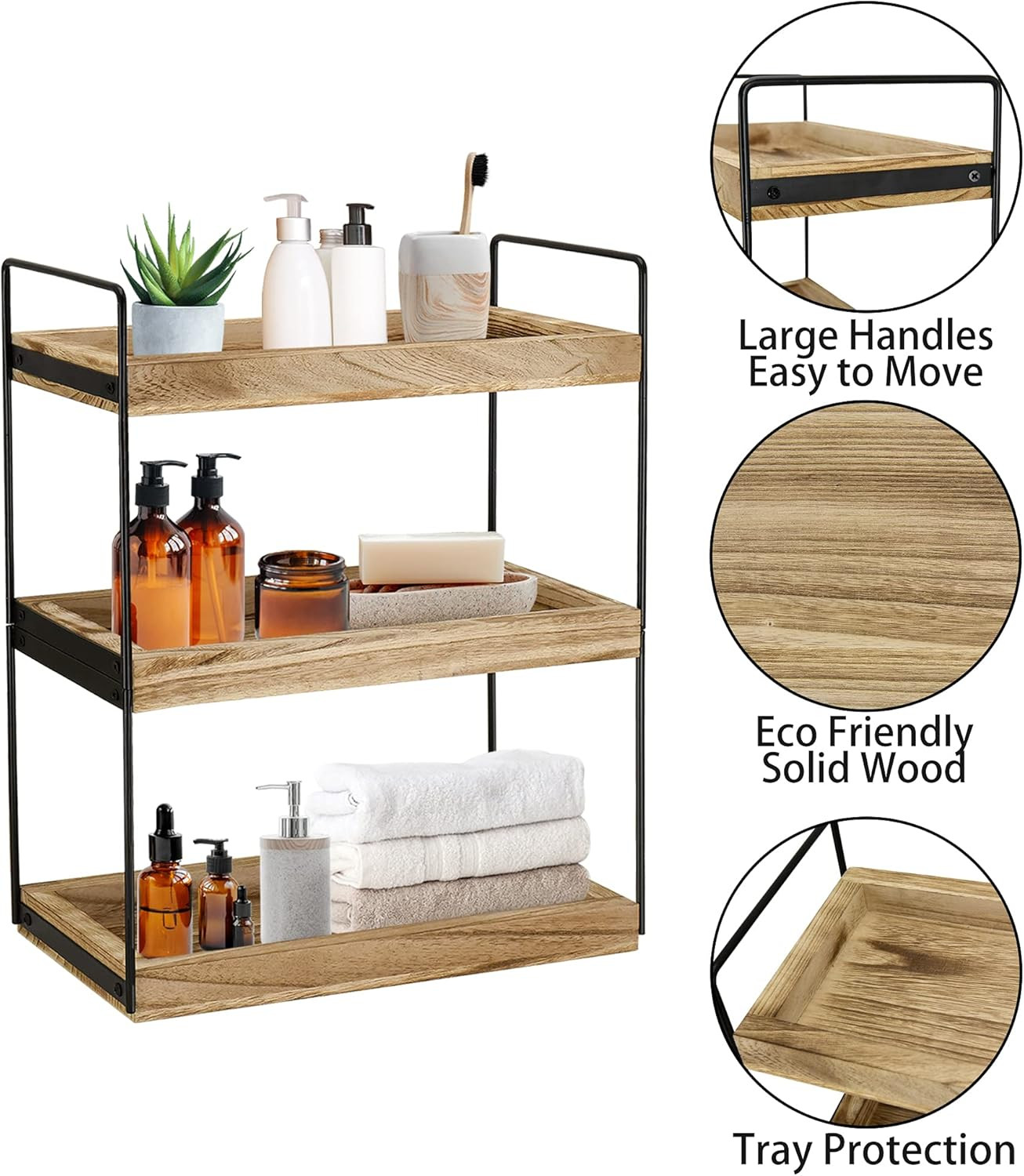 3 Tier Bathroom Counter Organizer, Counter Standing Rack Cosmetic Holder, Bathroom Countertop Org... | Amazon (US)