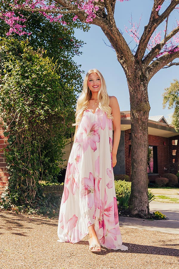 Painted Petals Pleated Midi Dress | Impressions Online Boutique