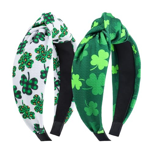 YanJie Knotted Clover Shamrock Headbands - Wide Hair Bands for Women and Girls, St. Patrick's Day Party Gifts | Amazon (US)