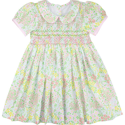 Yellow And Pink Floral Smocked Dress | Cecil and Lou