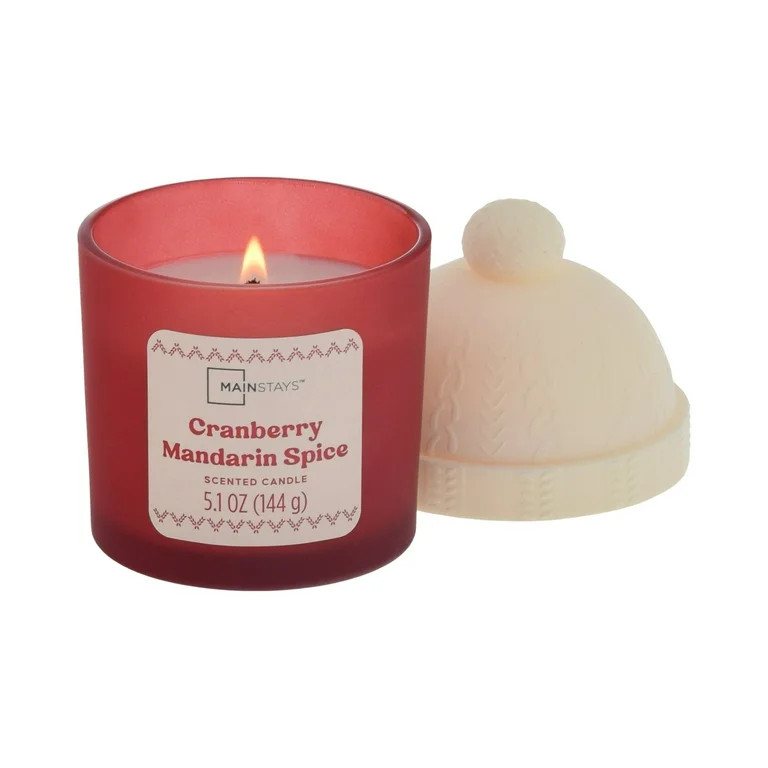 Mainstays 1-Wick Beanie Lid Scented Jar Candle, Cranberry Mandarin Spice, 5.1oz. | Walmart (US)