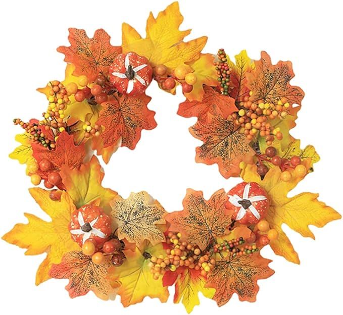 KESYOO Decorative Hanging Wreath Thanksgiving Hanging Garland (Orange) | Amazon (US)