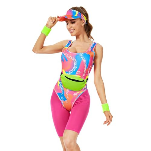 80s Workout Costume Halloween Cosplay Couples Outfits Swimwear Suit 80s 90s Workout Outfit Party ... | Amazon (US)