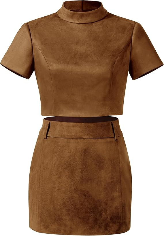 JW PEI Women's Grace Faux Suede Crop Top and Mini Skirt Set | Amazon (US)