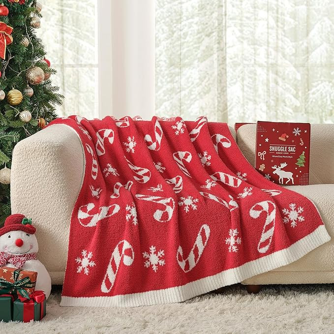 Snuggle Sac Christmas Throw Blanket Fairy Isle Candycane 50x60 inches, Ultra Soft Cozy Gift Throw... | Amazon (US)