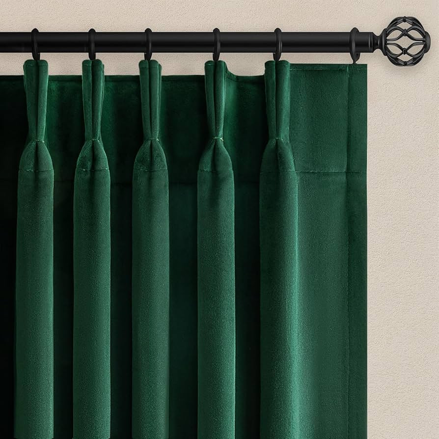 Dark Green Velvet Curtains 84 Inches Long for Living Room Bedroom Christmas Green Decorative Pinc... | Amazon (US)