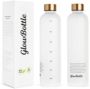 Glow Bottle Motivational Water Bottle with Time Marker & Stickers, BPA Free Frosted Tritan Plasti... | Amazon (US)