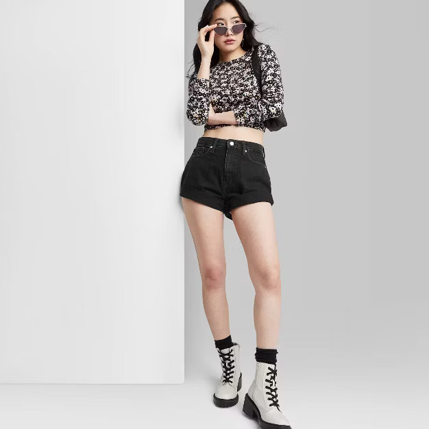 Women's Super-High Rise Rolled Cuff Mom Jean Shorts - Wild Fable™ | Target