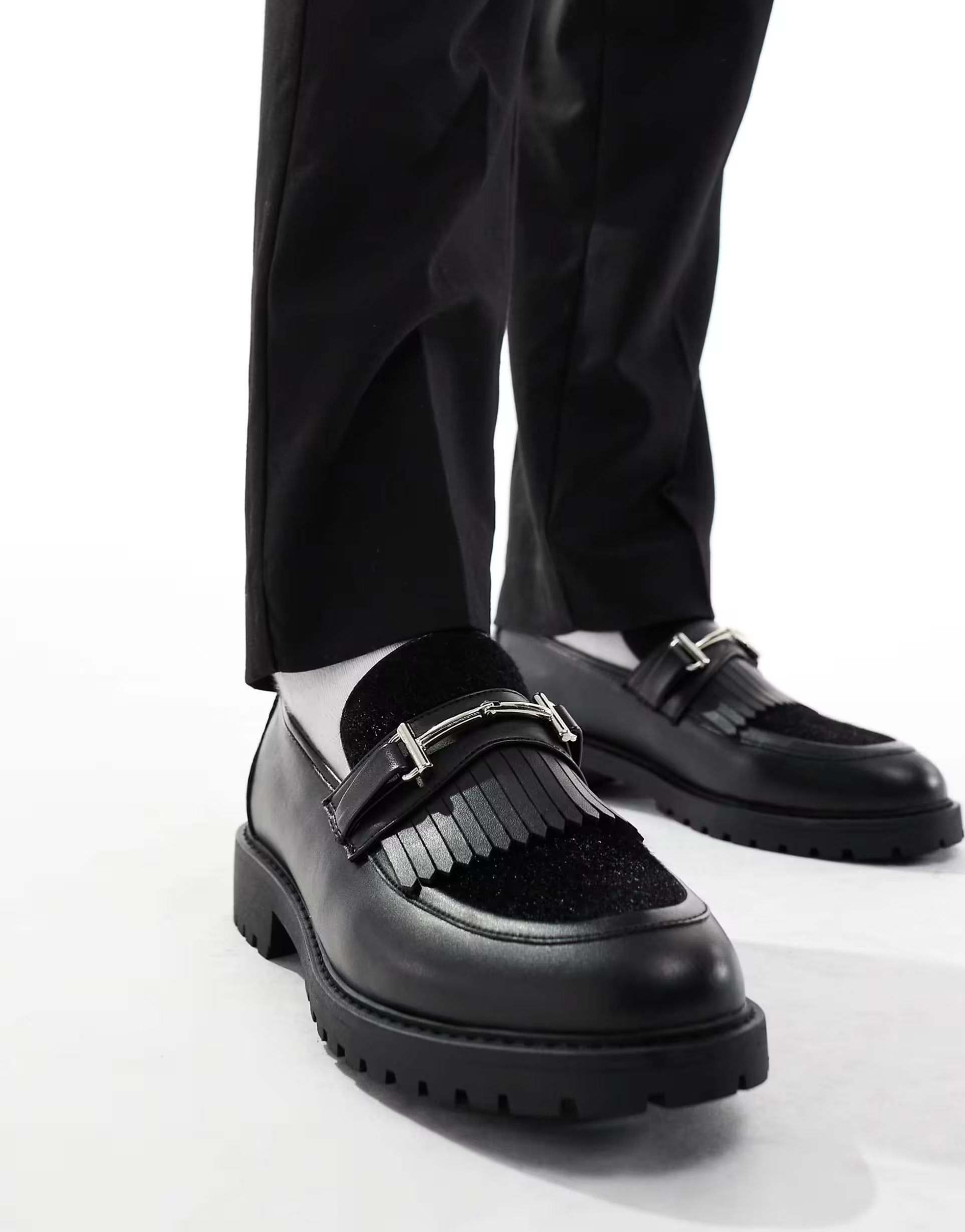 ASOS DESIGN chunky loafers in black with faux fur | ASOS (Global)