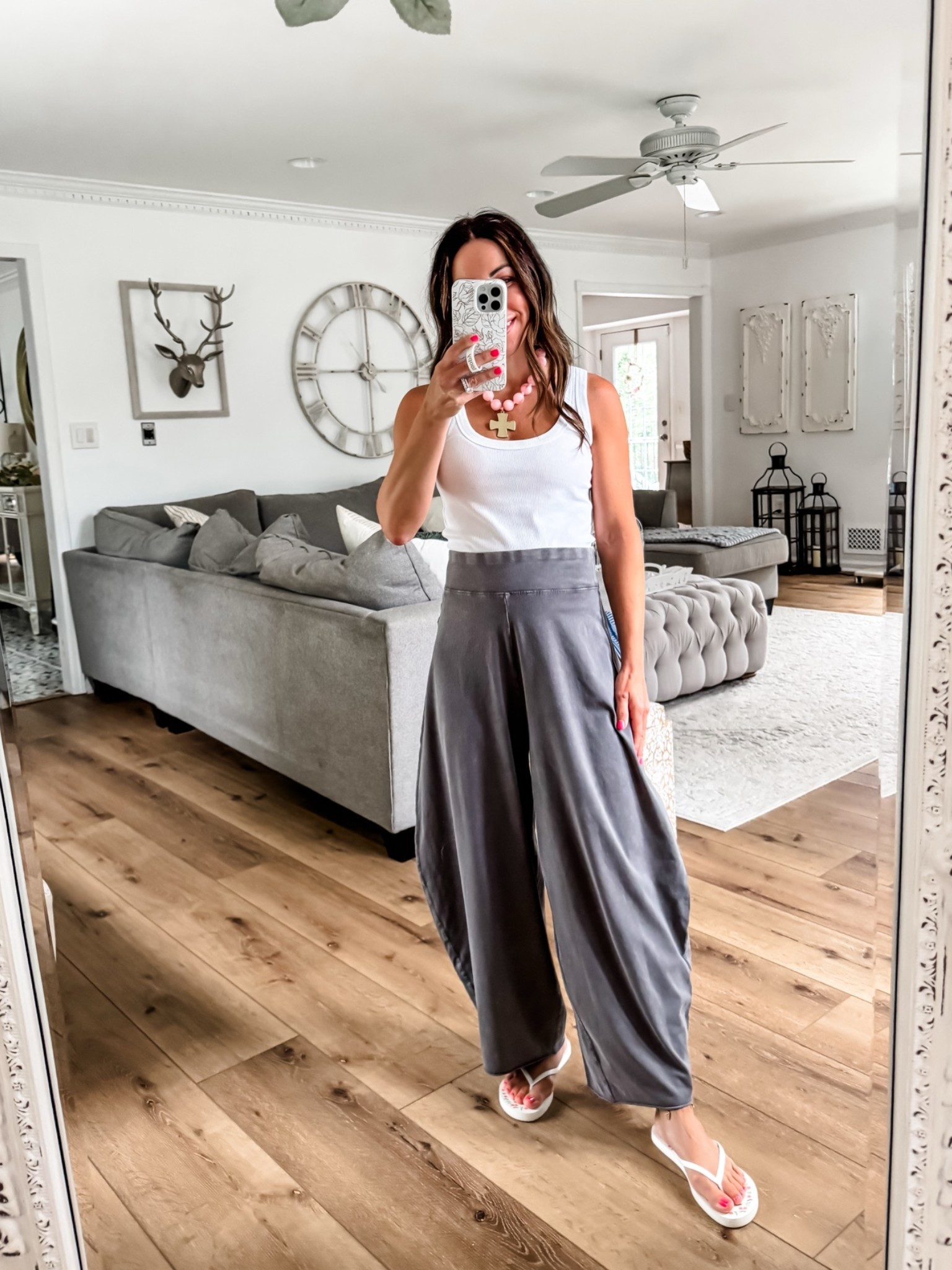 Xs barrel sweatpants. XS white tank top.

#LTKOver40 #LTKPetite