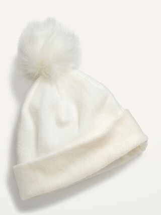 Cozy Micro Fleece Faux-Fur Pom-Pom Beanie for Girls | Old Navy (US)