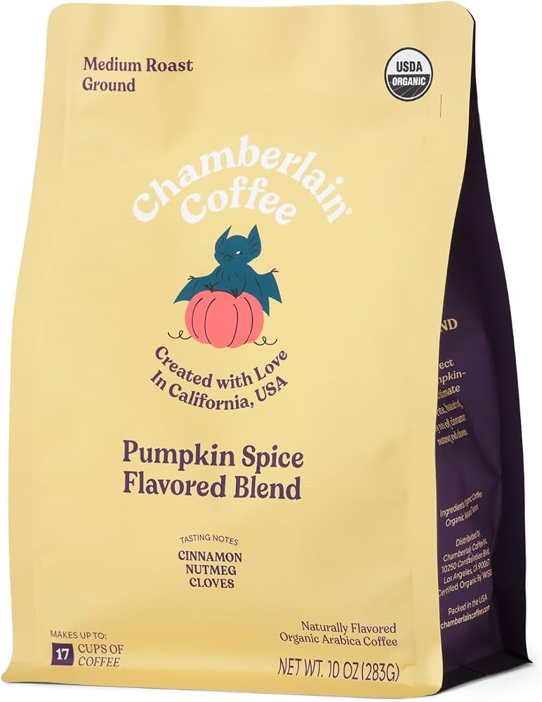 Chamberlain Coffee Pumpkin Spice Blend – Medium Roast Ground Coffee, Smooth and Well-Balanced w... | Amazon (US)