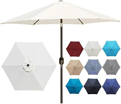 Blissun 7.5 ft Patio Umbrella, Yard Umbrella Push Button Tilt Crank (Cream White) | Amazon (US)