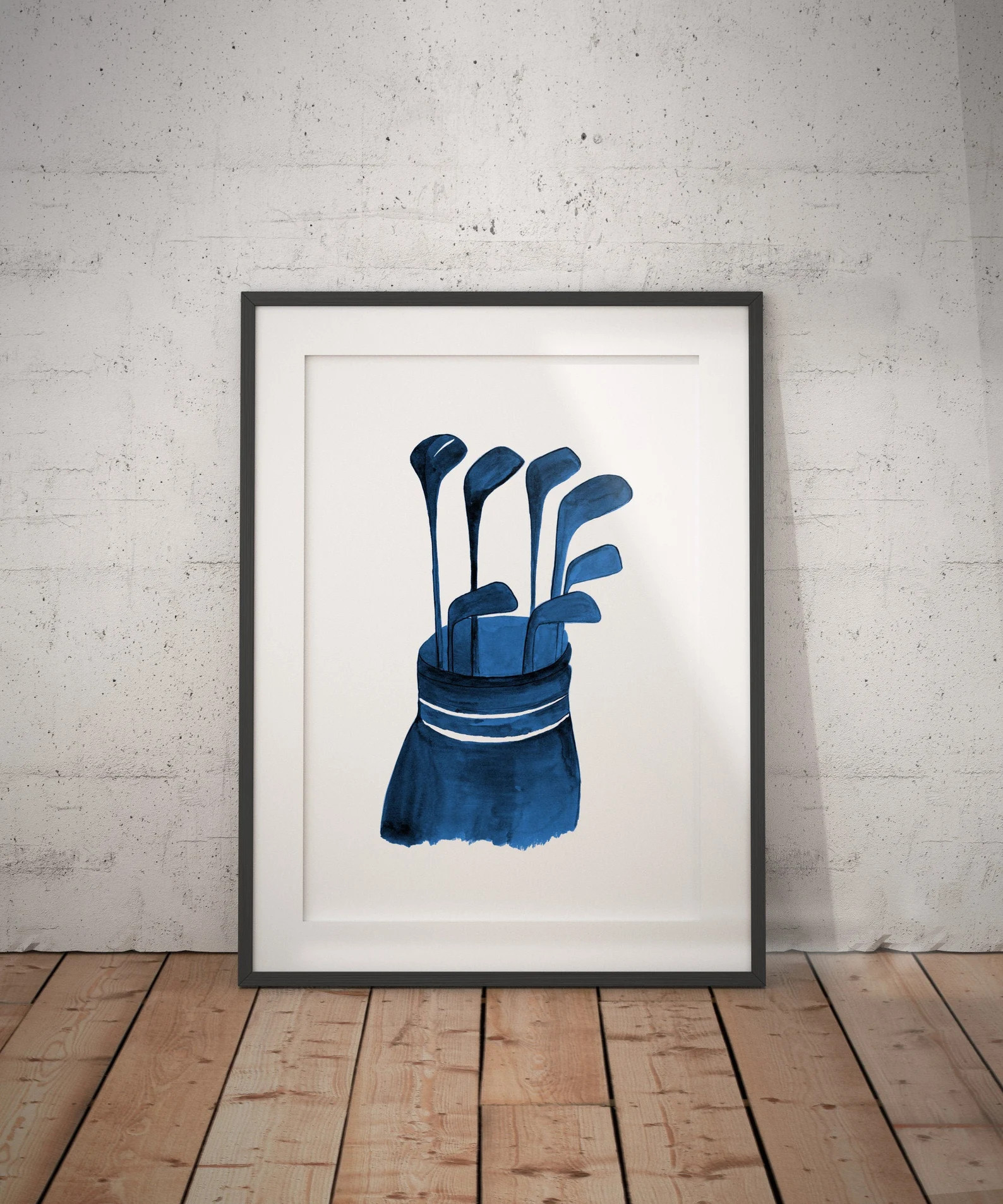 Watercolor Golf Club Wall Art , Fathers Day Gift, Golf Club Print, Gift for Him, Navy Blue Golf P... | Etsy (US)