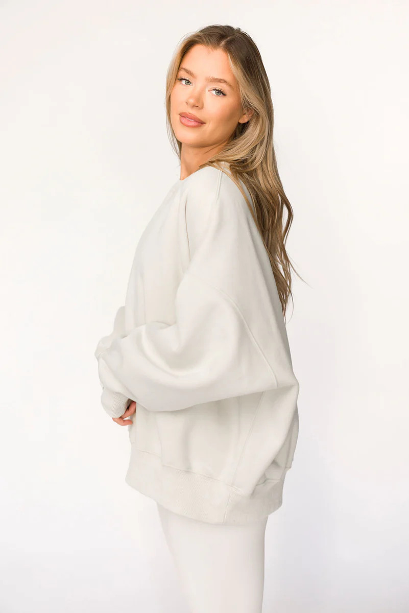 Liv Reversible Stone Wash Fleece Out Sweatshirt in Natural | Worth Collective