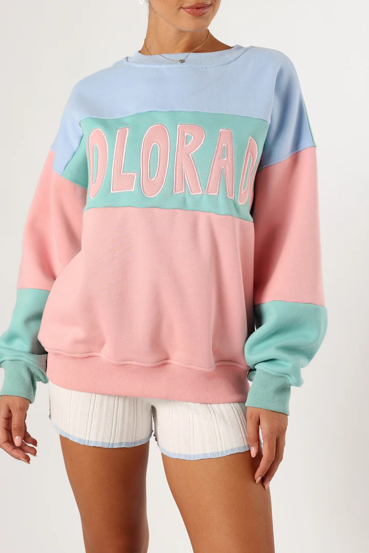 Colorblock Colorado Oversized Sweatshirt - Light Blue Multi | Petal & Pup (US)