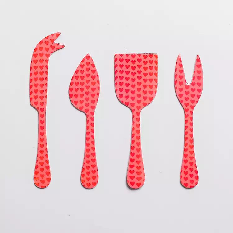 New! Pink & Red Hearts Cheese Knives, Set of 4 | Kirkland's Home