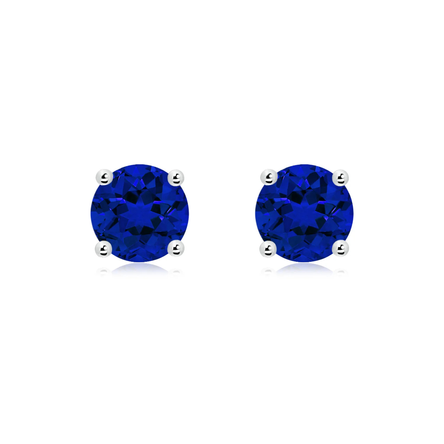 Lab-Grown Round Blue Sapphire Stud Earrings | Angara US