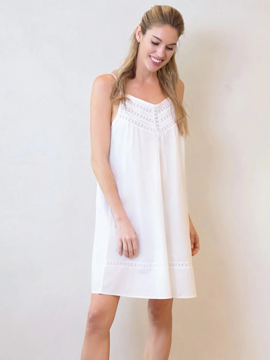 Scarlett White Cotton Nightgown, 100% Cotton, Lace Detail, Flattering Silhouette, Victorian Night... | Jacaranda Living