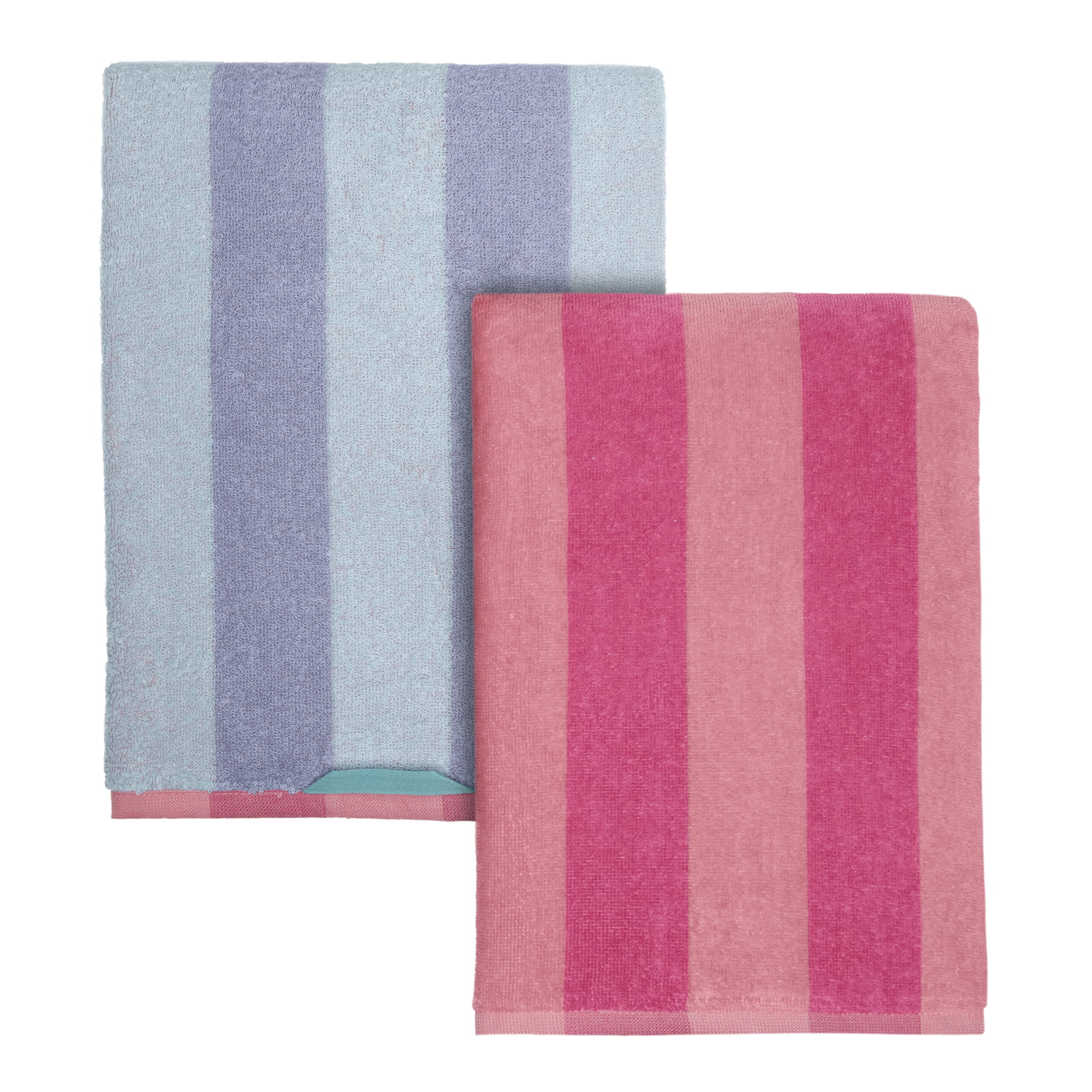 Mainstays Cabana Striped Pink & Purple Cotton-Blend Beach Towels (4 Count) - Walmart.com | Walmart (US)