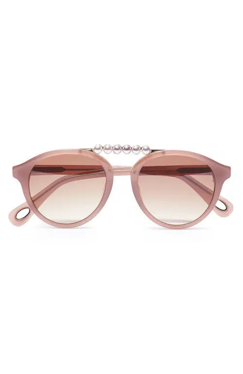 Lele Sadoughi Courtside Imitation Pearl Sunglasses in Mauve at Nordstrom | Nordstrom