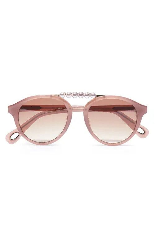 Lele Sadoughi Courtside Imitation Pearl Sunglasses in Mauve at Nordstrom | Nordstrom