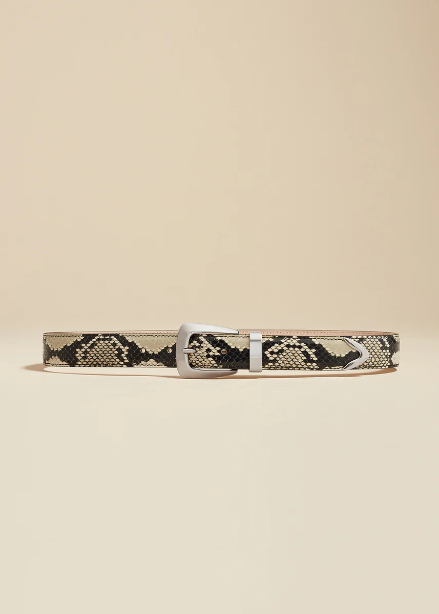 The Benny Belt in Natural Python-Embossed Leather with Silver | Khaite