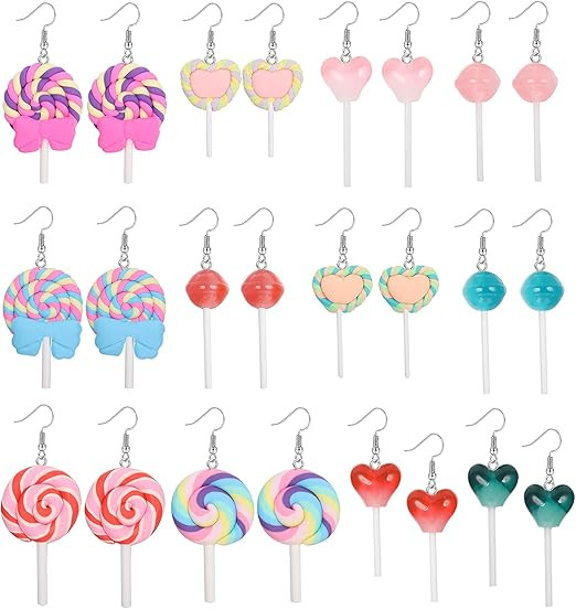 Ubjuliwa 20 Pairs Cute Earrings Aesthetic Weird Earrings Set Lesbian Earrings Creative Drop Quirk... | Amazon (US)