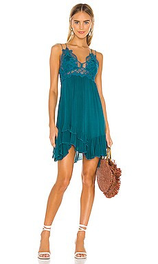 Free People Adella Slip Dress in Dark Turquoise from Revolve.com | Revolve Clothing (Global)
