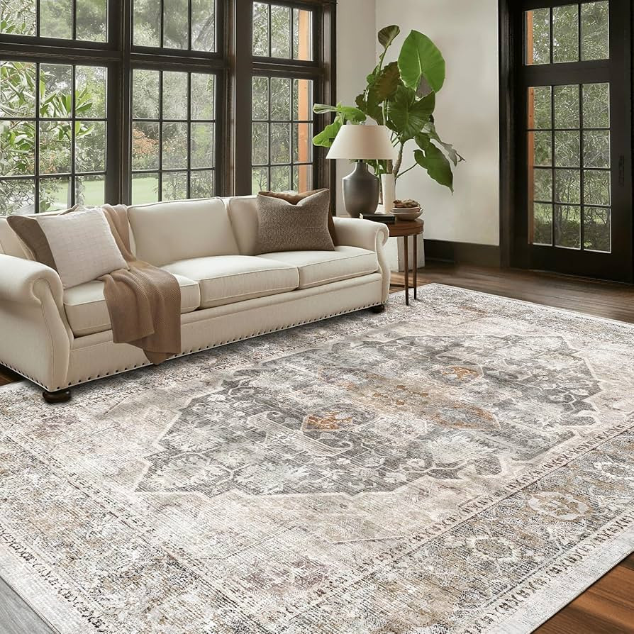 5x7 Area Rugs - Machine Washable Rugs for Living Room, Modern Area Rug with Non-Slip Backing, Sta... | Amazon (US)