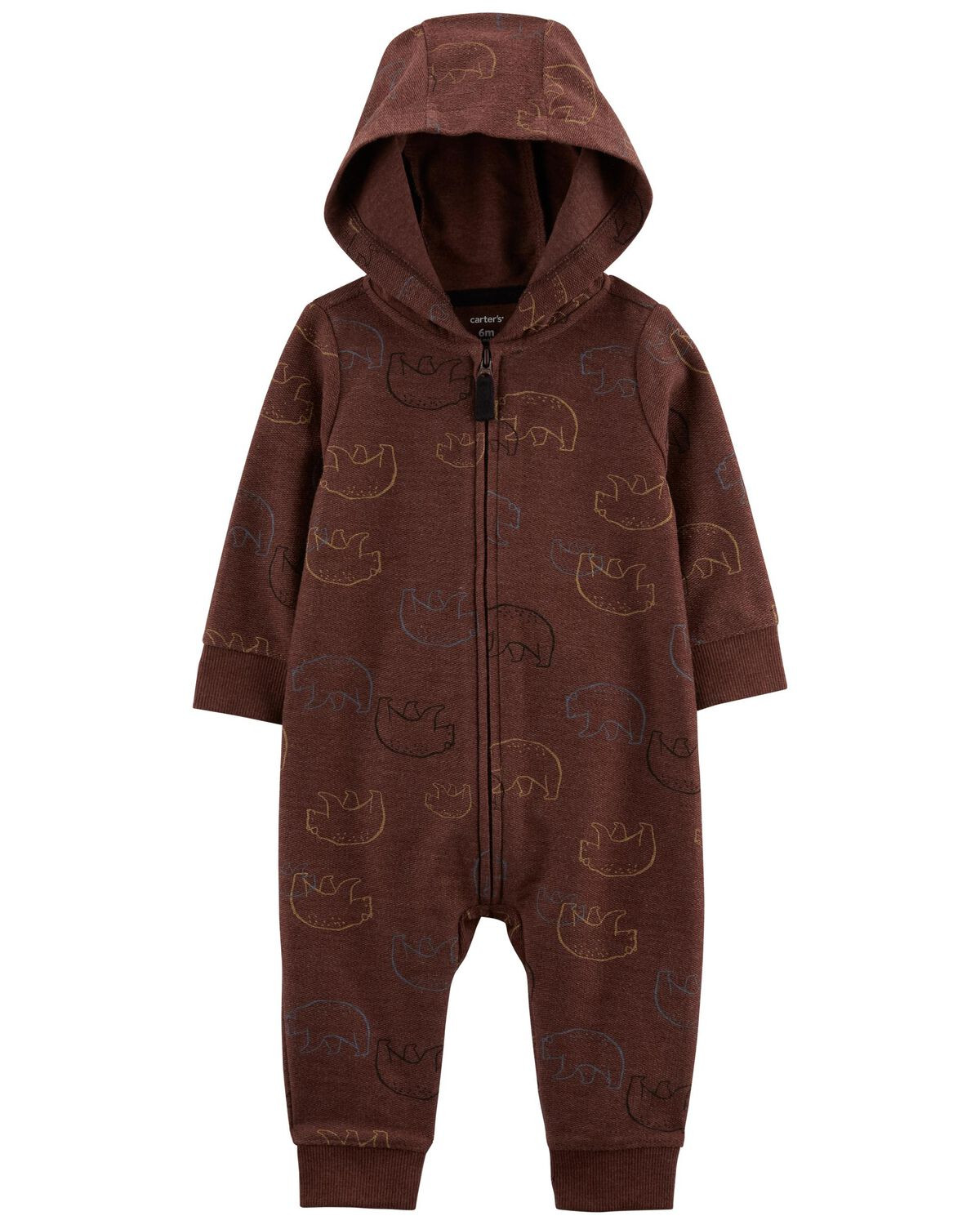 Brown Baby Zip-Up Hooded Jumpsuit | carters.com | Carter's