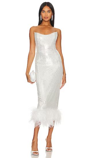 Ginger Midi Dress in White Waves | Revolve Clothing (Global)