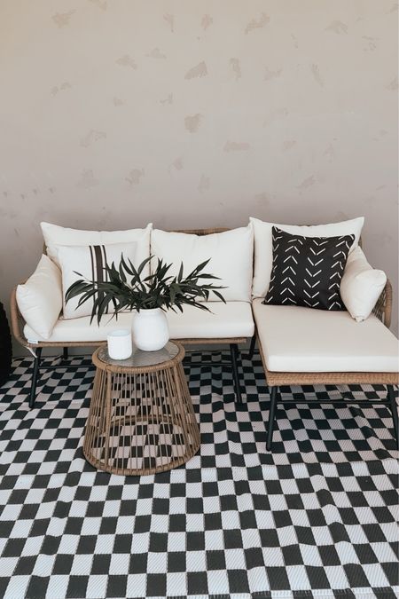 Outdoor patio set with couch and chairs it even has an ice bucket 

#LTKhome