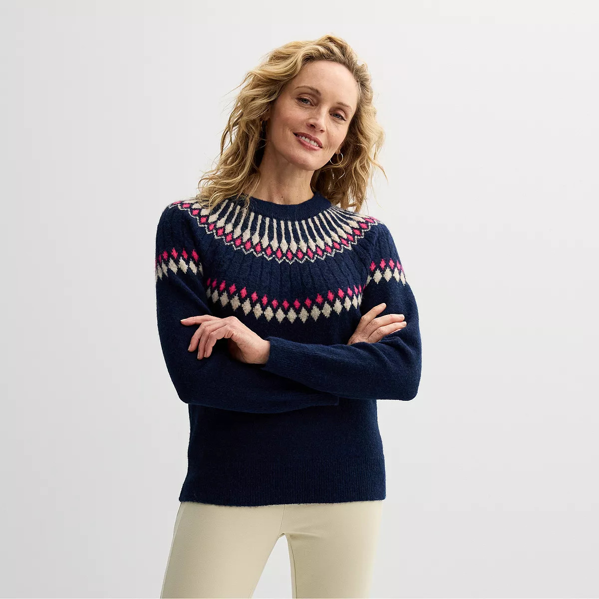 Women's Croft & Barrow® Fairisle Ringer Knitted Pullover Sweater | Kohl's