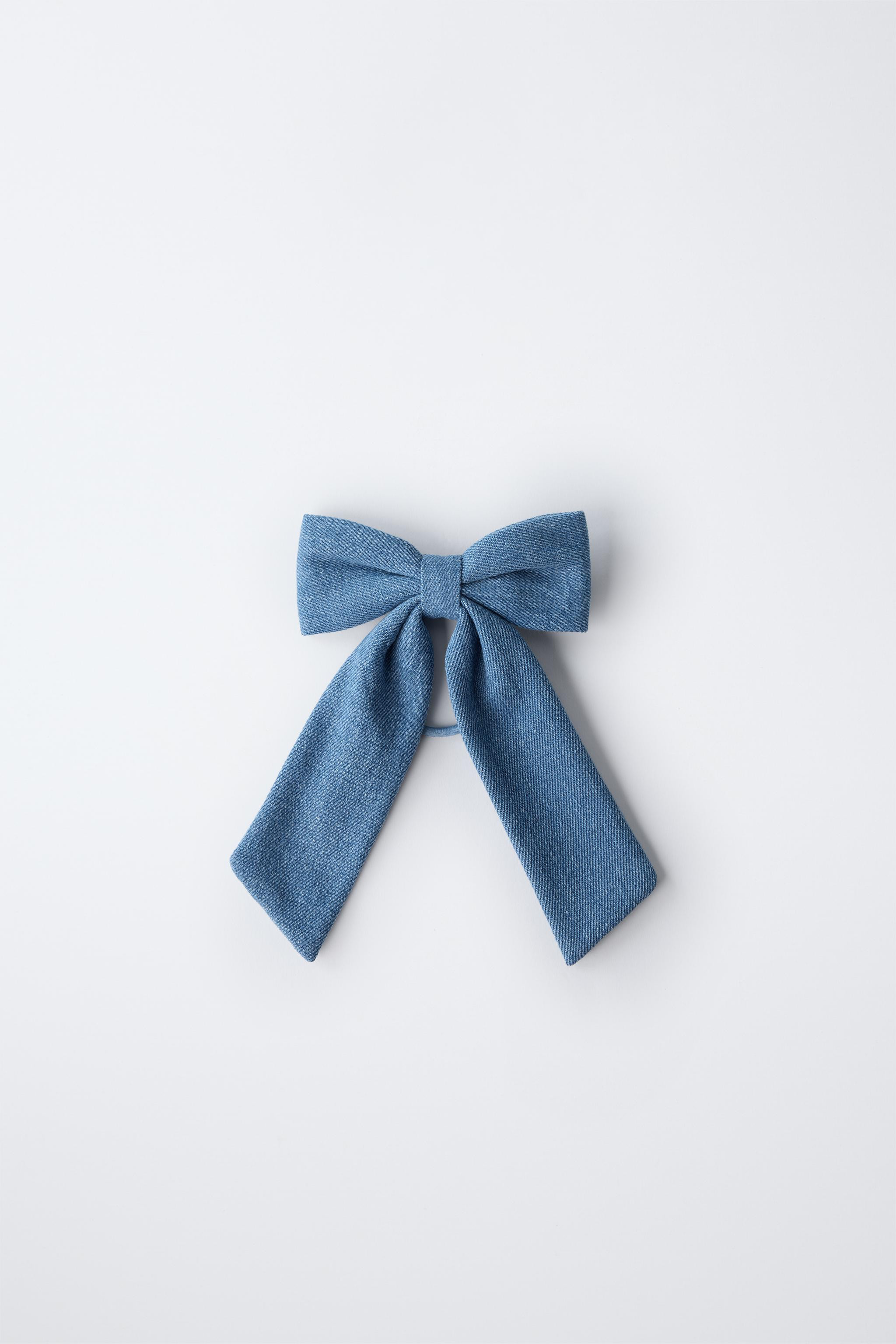 DENIM BOW SCRUNCHIE WITH CLIP | Zara UK