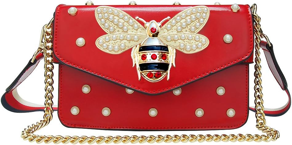 Beatfull Designer Bee Purse Fashion Crossbody Bags with Pearl for Women Pu Leather Shoulder Clutc... | Amazon (US)
