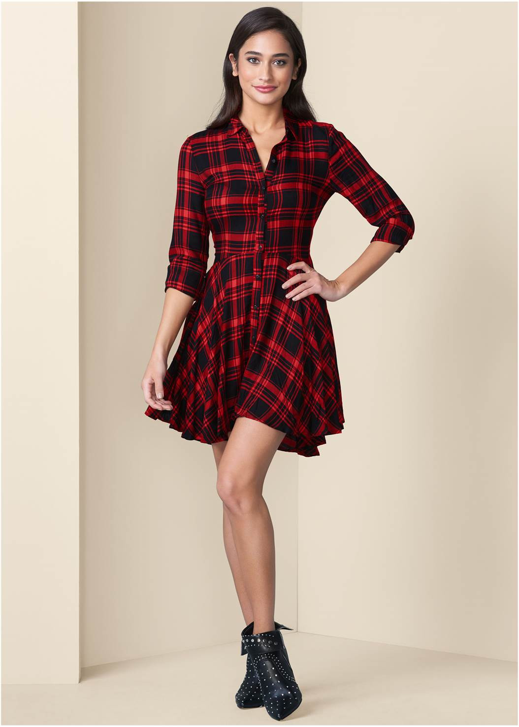 Plaid High Low Dress | VENUS