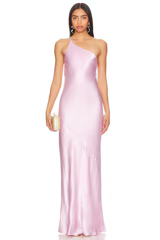 La Lune One Shoulder Cowl Back Maxi Dress in Peony | Revolve Clothing (Global)