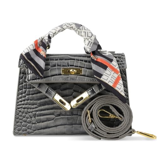 XSUIOY Crossbody Bags for Women Crocodile Platinum Shoulder Bag Elegant Crocodile Handbags Satchel Purse-Grey | Amazon (US)
