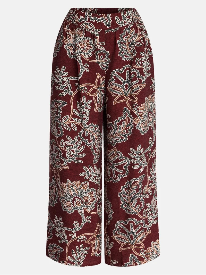 Time and Tru Women's Wide Leg Print Pants, Sizes XS-XXXL | Walmart (US)