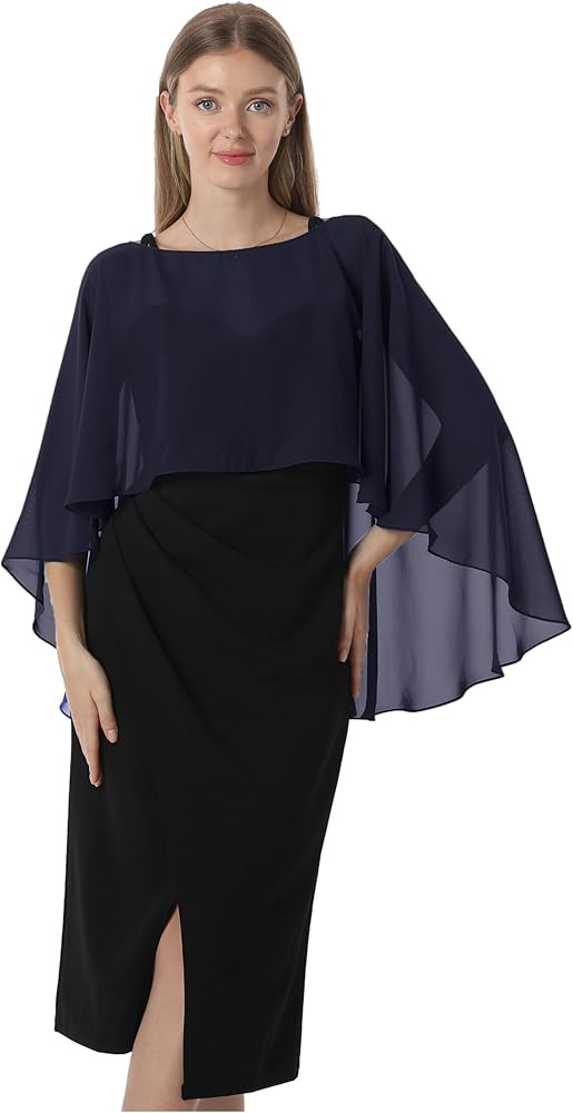 Hotshawl Capelets for Women Chiffon Cape Shawls and Wraps for Evening Dress Wedding Capes Cover U... | Amazon (US)