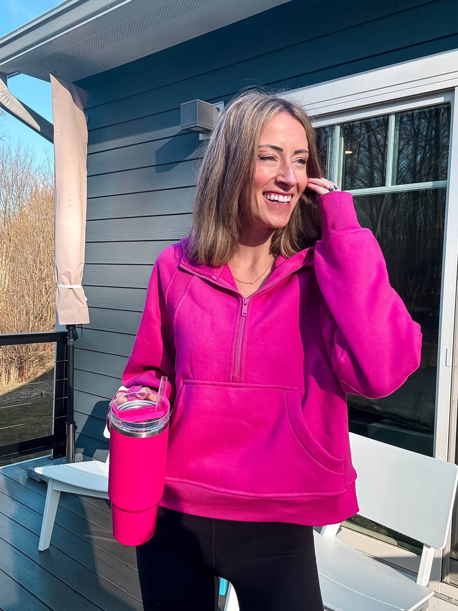 Soccer mom style outfit ideas 
Lulu inspired look for less Amazon scuba style moms pink 