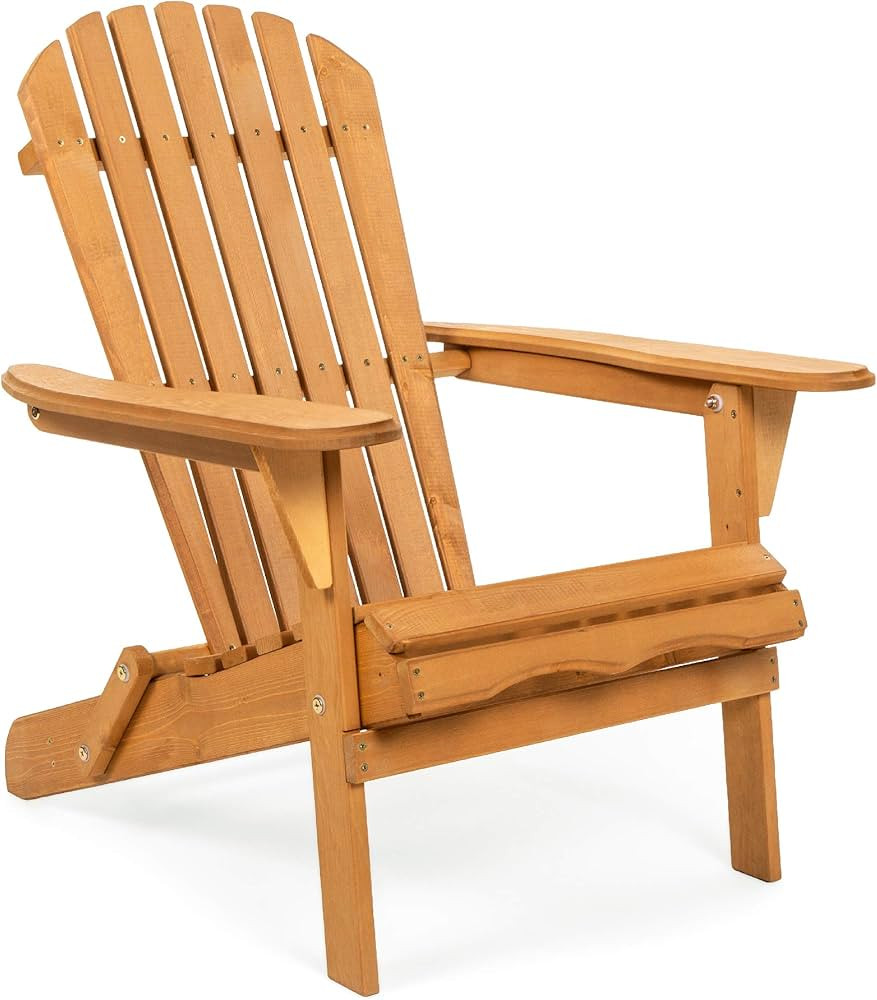 Best Choice Products Folding Adirondack Chair Outdoor Wooden Accent Furniture Fire Pit Lounge Cha... | Amazon (US)