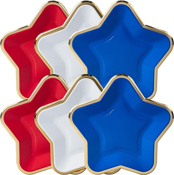 Confettiville 4th of July Plates, 60-Pack Star-Shaped Party Paper Plates with Gold Foil Borders, ... | Amazon (US)