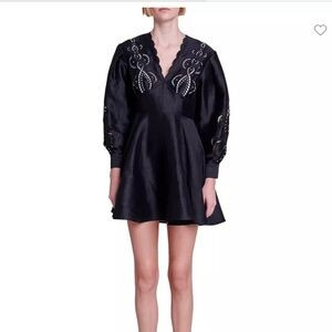 Maje Riclint Embroidered Black Mini Dress Size 38/US Medium | Poshmark