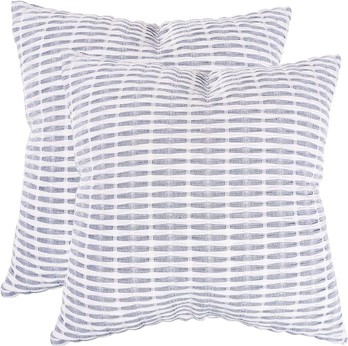 KAF Home Pleated Please Pillow Cover, Set of 2, 20 by 20 Inches, Navy | Amazon (US)