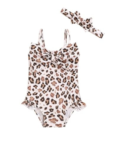 Mioglrie Baby Swimsuit Girl Infant Bathing Suits Newborn 3-6 Month for Girls Summer Beach Swim Suit Leopard Print One Piece Swimwear | Amazon (US)
